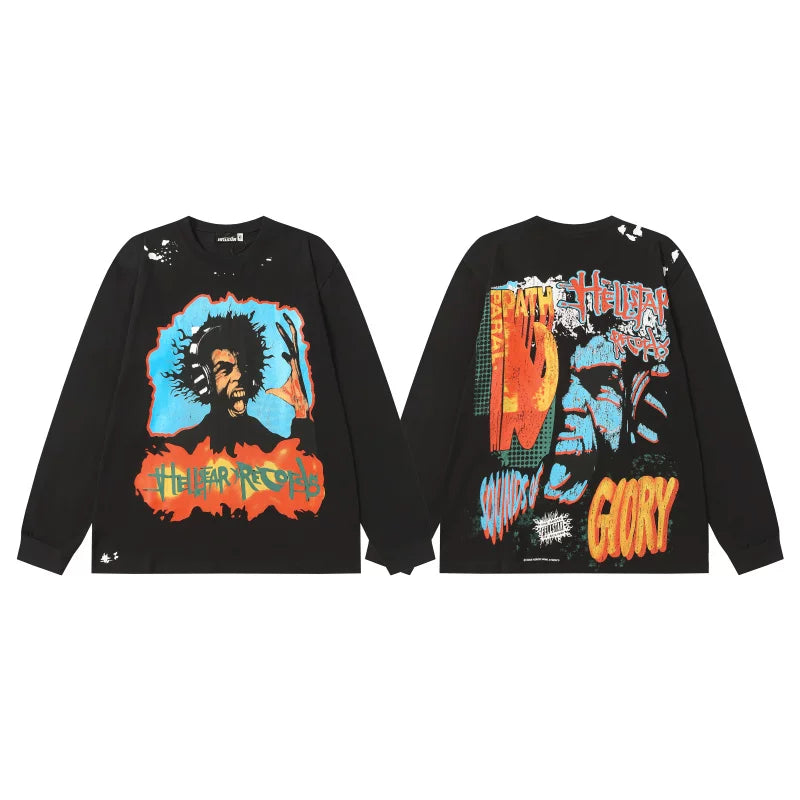Hellstar Records Glory Graphic Long Sleeve Tee - Black