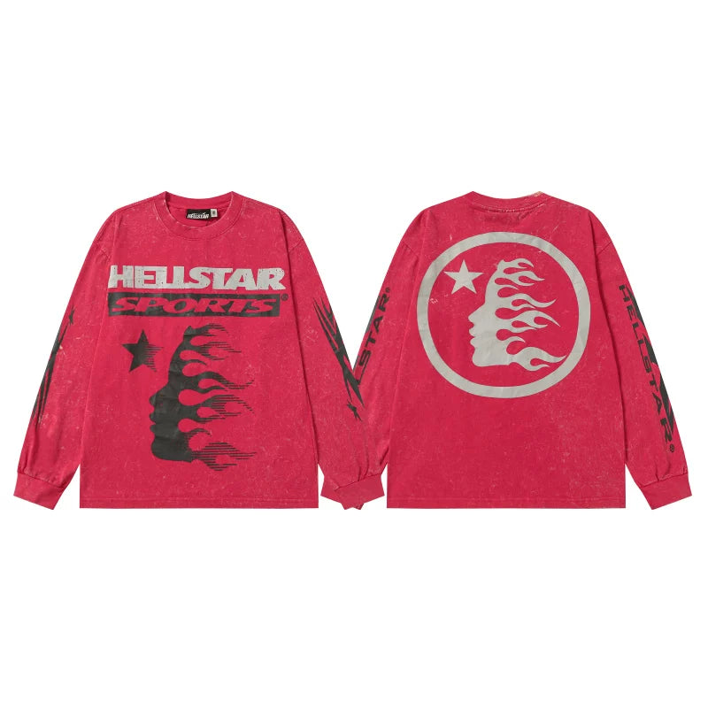 Hellstar Sports Vintage Wash Long Sleeve Tee - Red