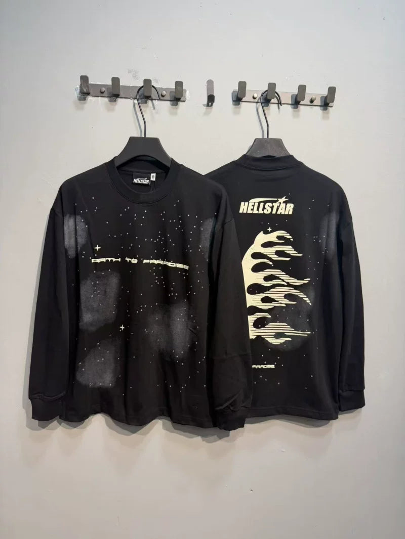 Hellstar "Death to Traitors" Vintage Flame Long Sleeve Tee - Black