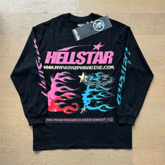 Hellstar "Path 2 Paradise" Flaming Long Sleeve Tee black