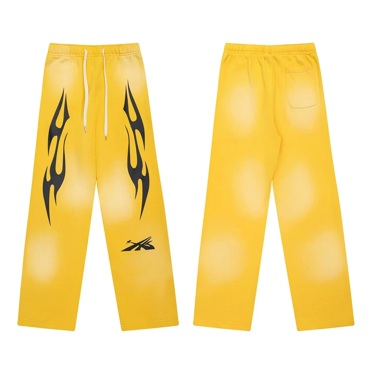 Hellstar Flame Graphic Drawstring Sweatpants yellow