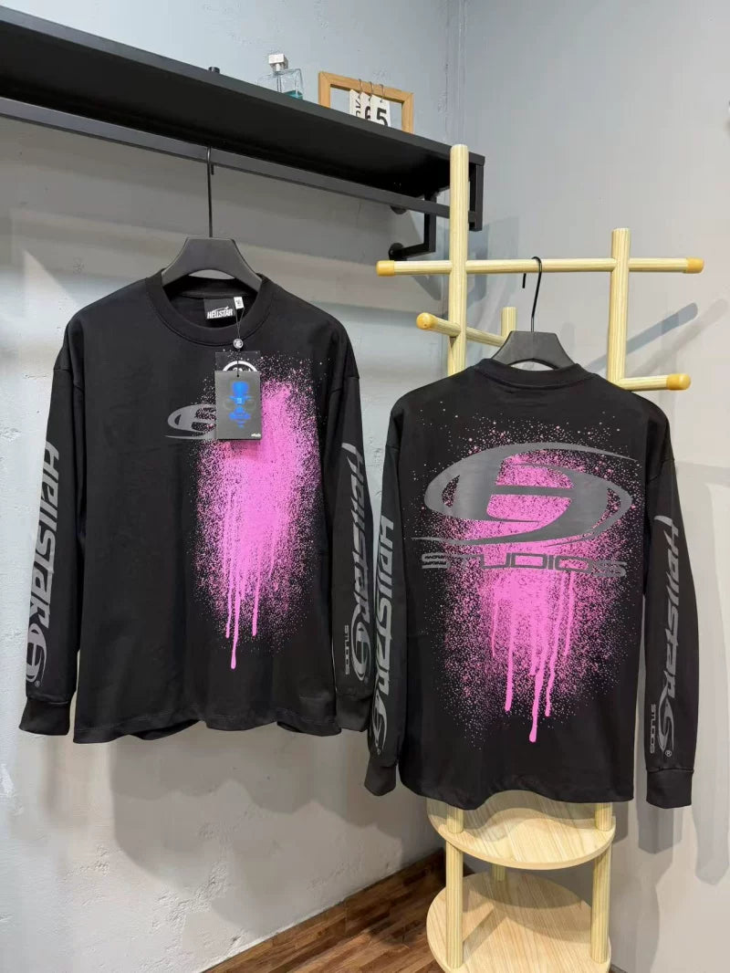 Hellstar Spray Paint Logo Long Sleeve Tee - Black / Pink