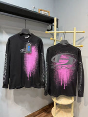 Hellstar Spray Paint Logo Long Sleeve Tee - Black / Pink