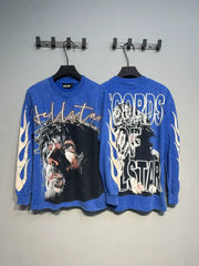 Hellstar Records Crown of Thorns Graphic Long Sleeve Tee - Blue