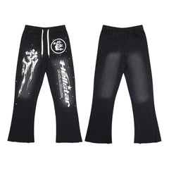 Hellstar Graphic Print Drawstring Sweatpants blue