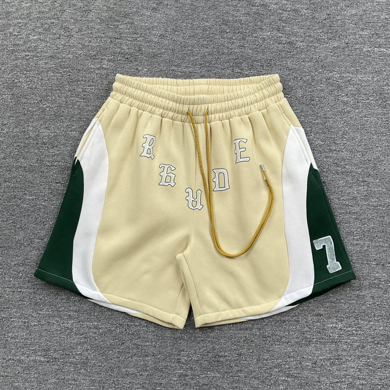 RHUDE Marlboro shorts, trendy high street sports and casual loose beach pants, kanye cropped pants for men and women (65)
