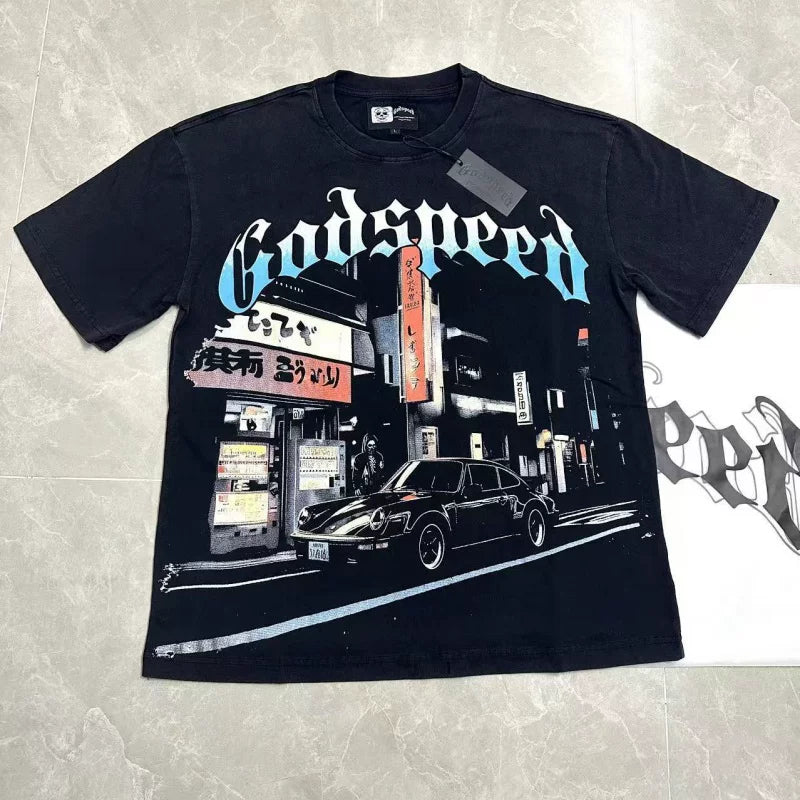 高版本Godspeed美潮骷髅复古印花洗水做旧高街男女休闲短袖T恤ins (15)