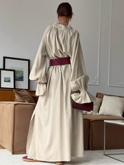 Elegant Dress欧美女士连衣裙纯色系带宽松长袖时尚ins长裙