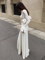 Elegant Dress欧美女士连衣裙V领蕾丝长袖修身长裙设计感收腰显瘦