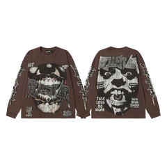 Hellstar Talk Less Do More Graphic Long Sleeve Tee - Brown