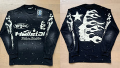 Hellstar Distressed Graphic Long Sleeve Tee - Black