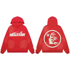 Hellstar Classic Logo & Flame Face Hoodie red
