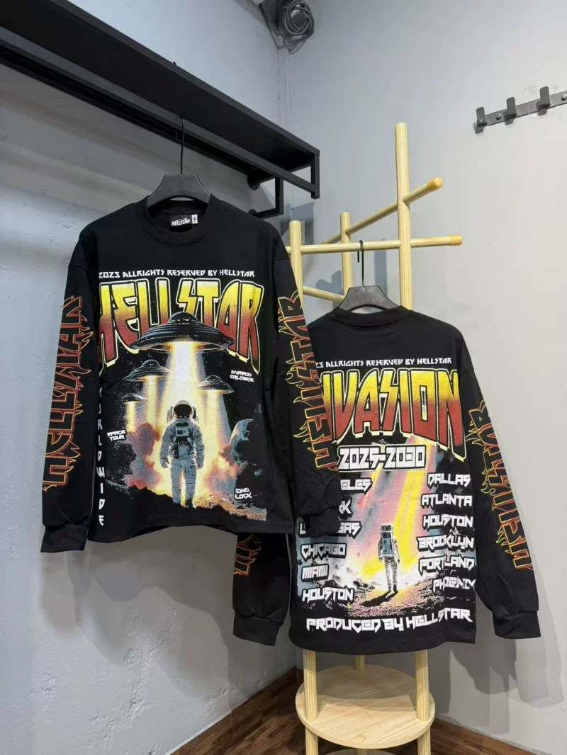 Hellstar Invasion Graphic Long Sleeve Tee - Black