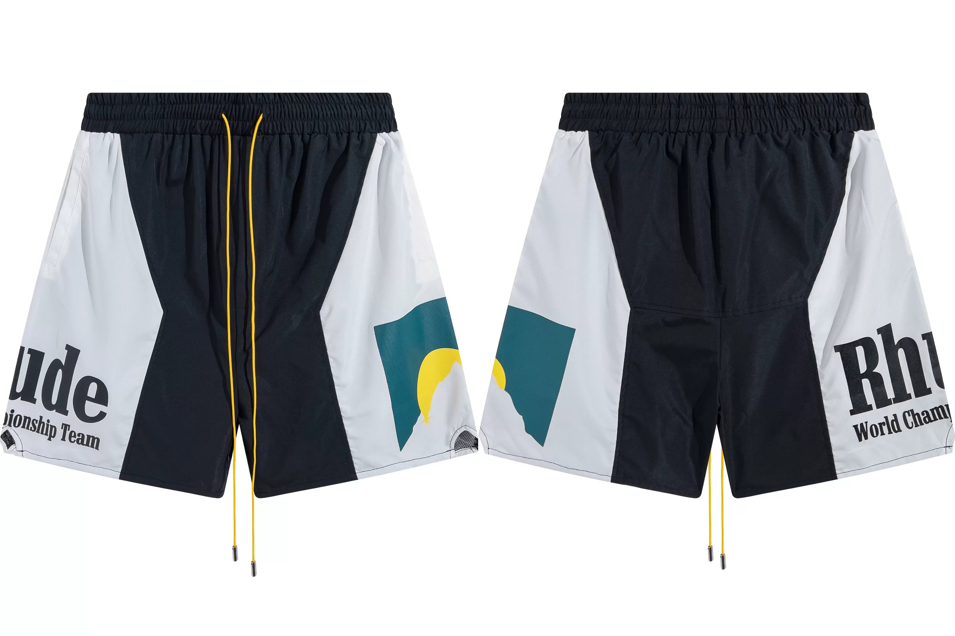 RHUDE Marlboro shorts, trendy high street sports and casual loose beach pants, kanye cropped pants for men and women (83)
