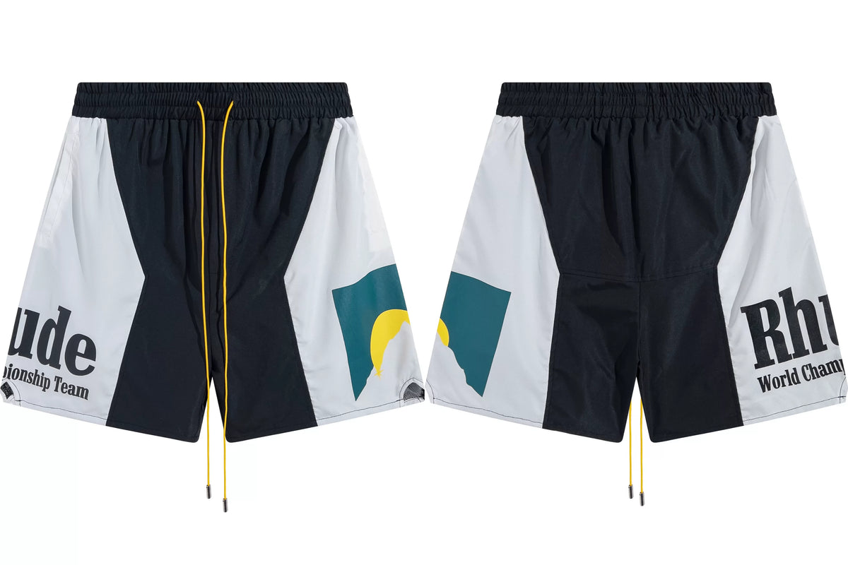 RHUDE Marlboro shorts, trendy high street sports and casual loose beach pants, kanye cropped pants for men and women (83)