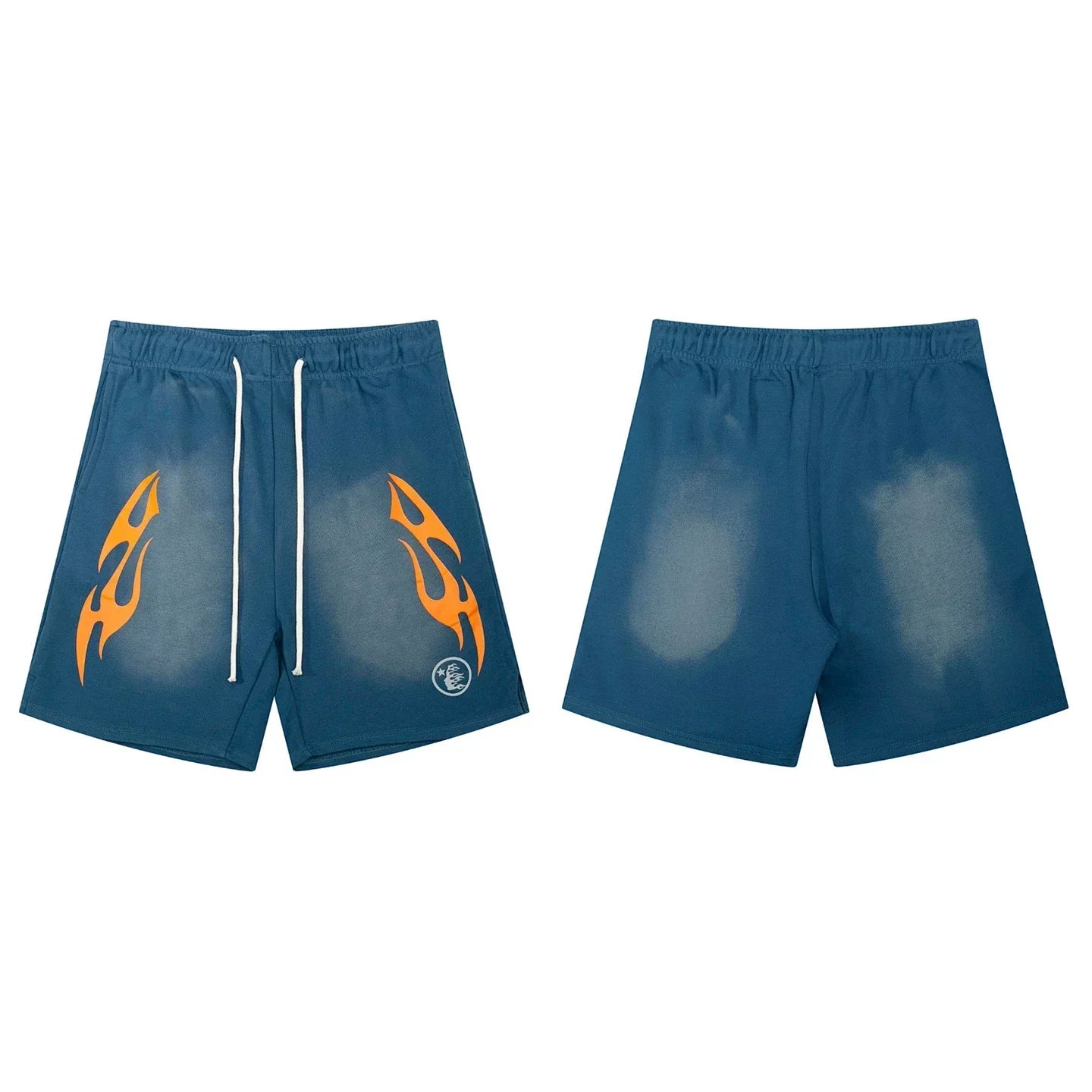 Hellstar Tribal Flame Gradient Shorts Lake blue