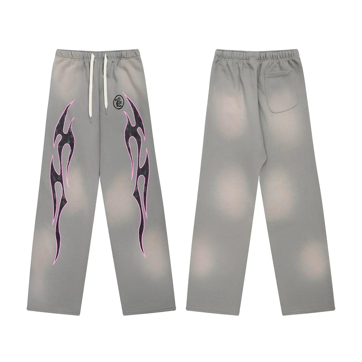 Hellstar Grey Flame Graphic Drawstring Sweatpants