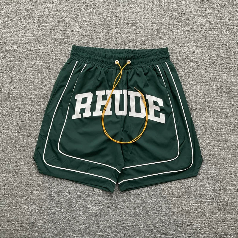 RHUDE Marlboro shorts, trendy high street sports and casual loose beach pants, kanye cropped pants for men and women (56)