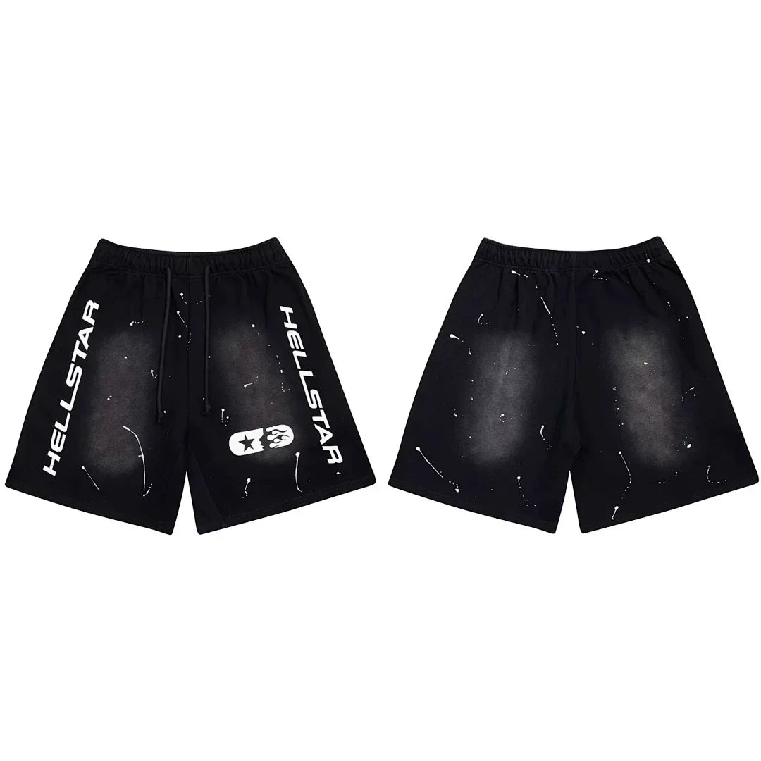 Hellstar Paint Splatter & Logo Shorts black