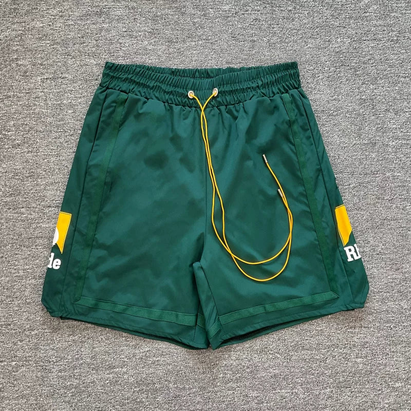 RHUDE Marlboro shorts, trendy high street sports and casual loose beach pants, kanye cropped pants for men and women (59)