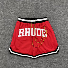 RHUDE Marlboro shorts, trendy high street sports and casual loose beach pants, kanye cropped pants for men and women (53)