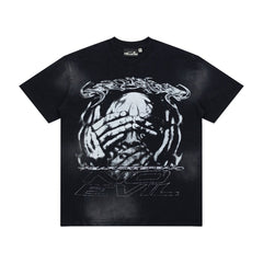 Hellstar No Evil Hear See Speak Skull Hands Vintage Washed Tee