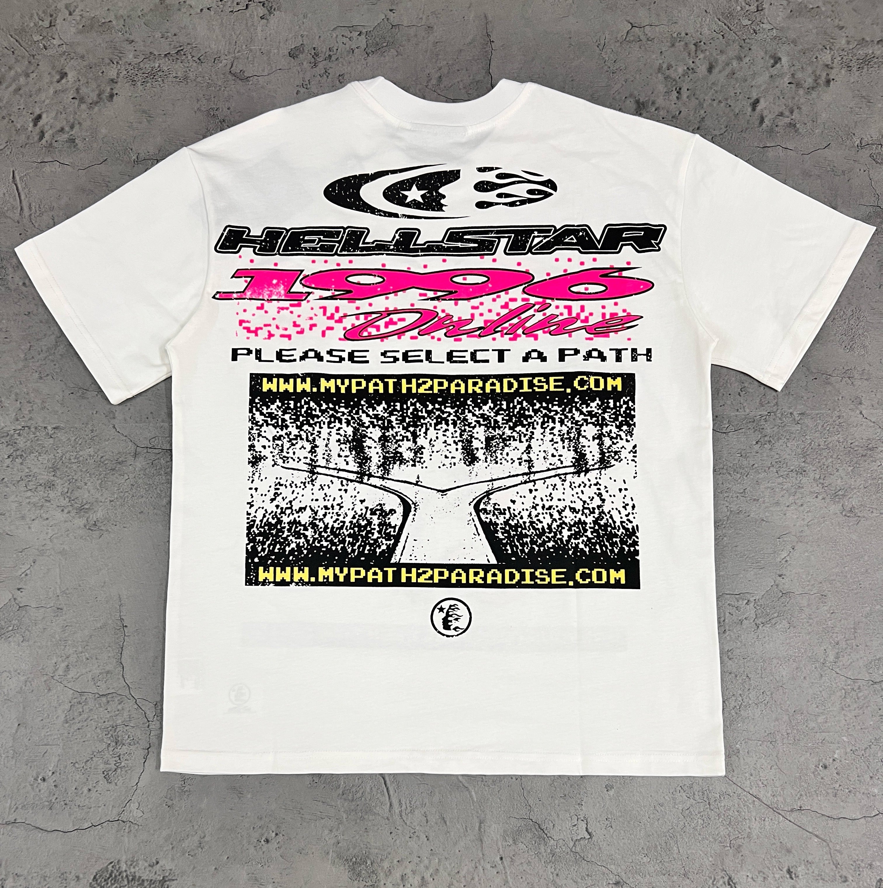 Hellstar Pink & Blue Flame Face White Tee