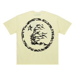 Hellstar Zebra Stripe Logo Cream Yellow Tee
