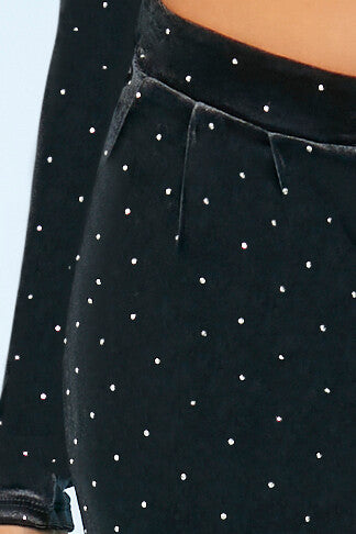 Velvet Rhinestone Straight Pants